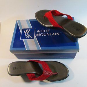 White Mountain Summer Sandals Red Glitter sz 9.5 M